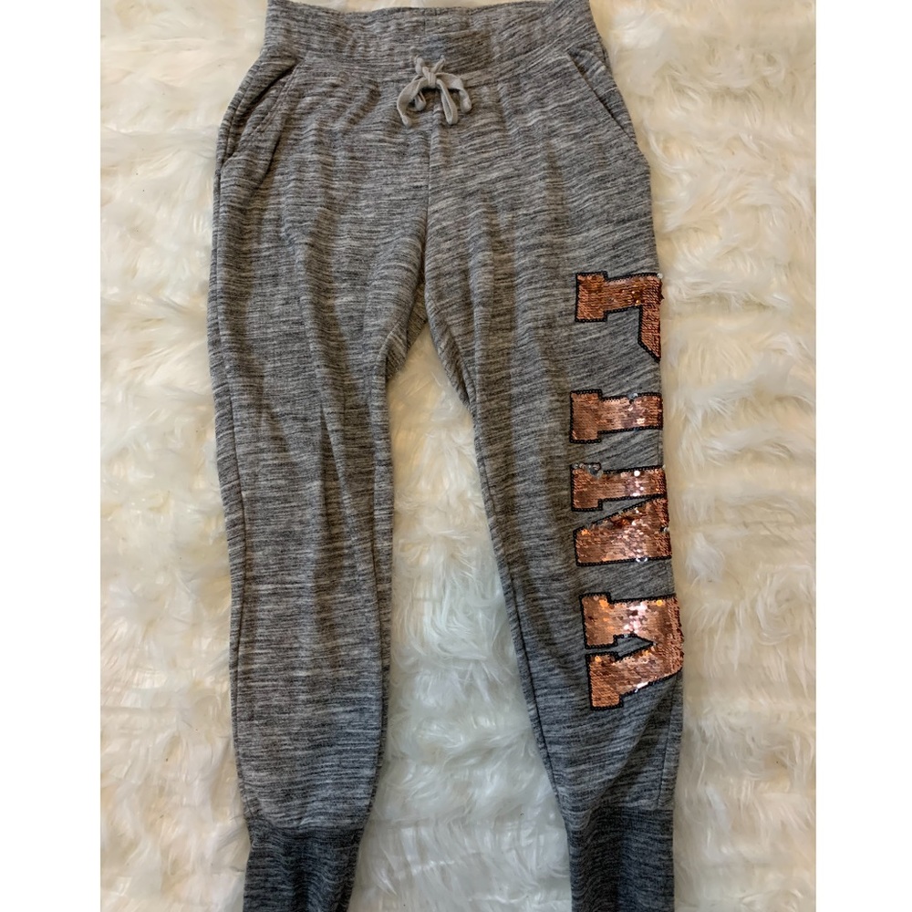 VS Pink Sequin Track Pants